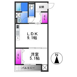 近鉄大阪線 俊徳道駅 徒歩9分の賃貸アパート 3階1LDKの間取り