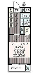 アヴァンセ南大沢 4階1Kの間取り