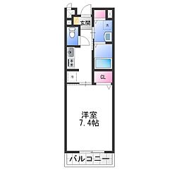 南海高野線 北野田駅 徒歩6分の賃貸アパート 2階1Kの間取り