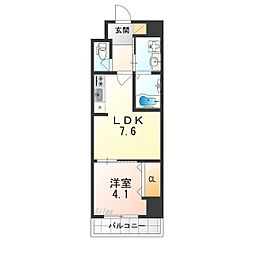 Osaka Metro今里筋線 新森古市駅 徒歩7分の賃貸マンション 4階1LDKの間取り
