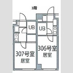 アーバンハイツ大岡山 3階1Kの間取り