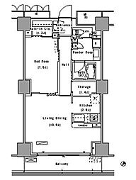 パークアクシス豊洲 4階1LDKの間取り