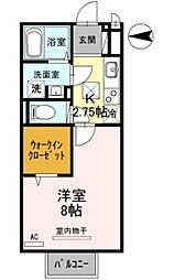 アップルヒルズTENJIN 1Kの間取図画像