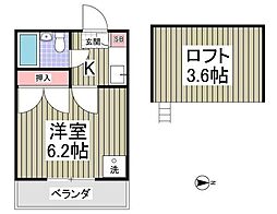 ダリア 2階1Kの間取り