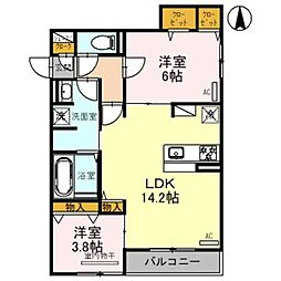 Osaka Metro谷町線 平野駅 徒歩6分の賃貸アパート 2階2LDKの間取り