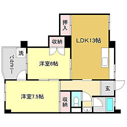 ウエストタウンモリタ 2LDKの間取図画像