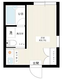 Ludens戸越公園I 3階ワンルームの間取り