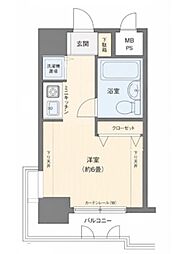 パレ・ドール伊勢佐木町南 ワンルームの間取図画像