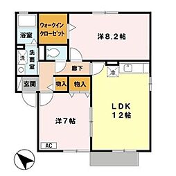 サニーサイドイズミB 2LDKの間取図画像