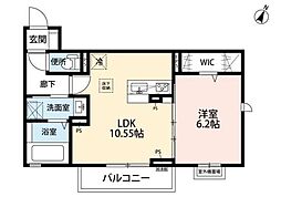 メゾン・ド・マーキュリー 1階1LDKの間取り