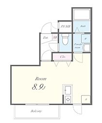 ミリアビタ薬園台II 3階ワンルームの間取り