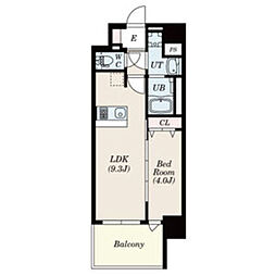 阪急神戸本線 春日野道駅 徒歩8分の賃貸マンション 12階1LDKの間取り