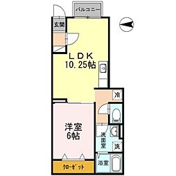 ソワーニュ 1階1LDKの間取り