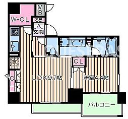 ファインフラッツ南森町 10階1LDKの間取り