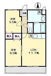 クレストガーデン南柏 2LDKの間取図画像