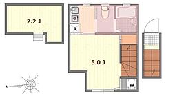 シャイニーソフト高円寺 2階1Kの間取り