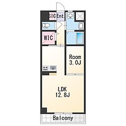 Wisteria広道 2階1LDKの間取り
