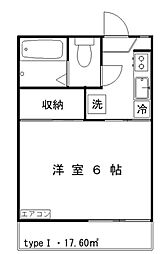 サニーハウスA 1Kの間取図画像