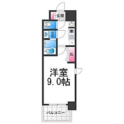 ArtizA堺東 9階1Kの間取り