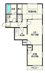 メゾンシライA 2LDKの間取図画像