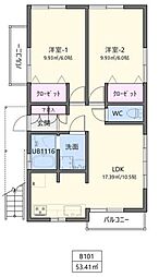モナミB 2LDKの間取図画像