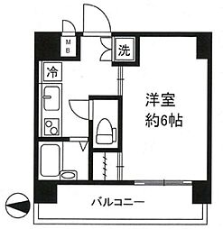ルーブル上北沢 6階1Kの間取り