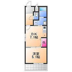 フジパレス堺なかもず1番館 1DKの間取図画像
