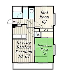 シャトレーヌつきみ野 3階2LDKの間取り
