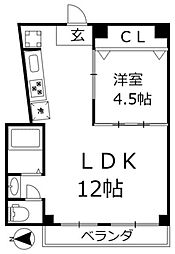石山ビル 1LDKの間取図画像