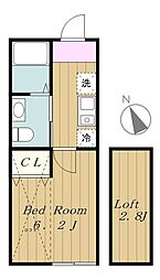 コンポジット相原 1階1Kの間取り