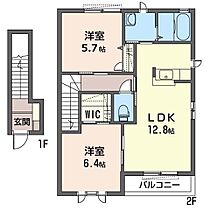 ブランニューＭ 00201 ｜ 茨城県筑西市岡芹１丁目55（賃貸アパート2LDK・2階・61.60㎡） その2