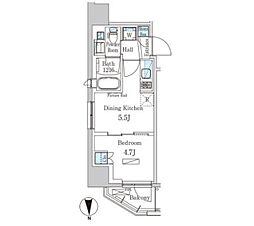 パークアクシス浅草田原町ガーデン 11階1DKの間取り