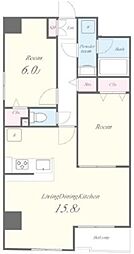 東京メトロ千代田線 北綾瀬駅 徒歩15分の賃貸マンション 3階2LDKの間取り