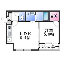 アメニティ　高松 1階1LDKの間取り