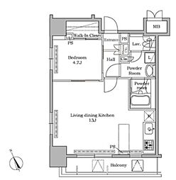 レジディア広尾2 1LDKの間取図画像