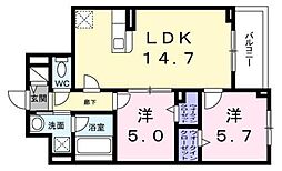 CREVANCE荒川 2LDKの間取図画像