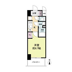 ArtizA淡路 1Kの間取図画像