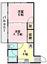 ポルシェひばりヶ丘 2Kの間取図画像