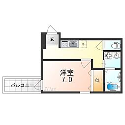 Osaka Metro四つ橋線 北加賀屋駅 徒歩10分の賃貸アパート 3階1Kの間取り