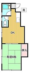 三葉ハイム 1階1DKの間取り