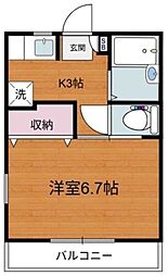 アメニティ桜ヶ丘 1階1Kの間取り