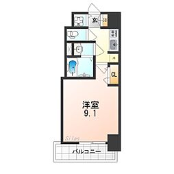 S-RESIDENCE堺altklas 13階1Kの間取り