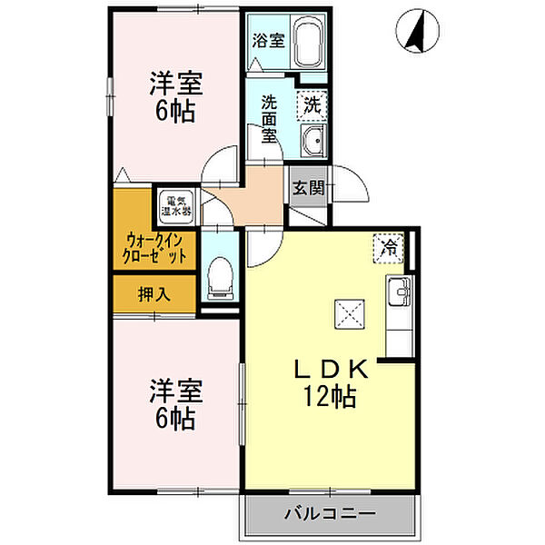 新潟県新潟市東区松崎２丁目(賃貸アパート2LDK・1階・56.30㎡)の写真 その2