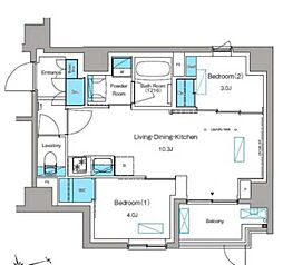 JR京浜東北・根岸線 大森駅 徒歩6分の賃貸マンション 1階2LDKの間取り