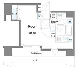 コンシェリア東京キバステーションフロント 1Kの間取図画像