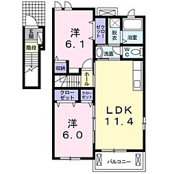カーサドマーニ 2LDKの間取図画像