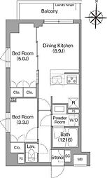 BPRレジデンス大島 3階2DKの間取り