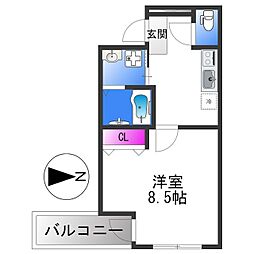 フジパレス平野郷3番館 1Kの間取図画像
