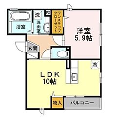 ラシュレ上丸子 1LDKの間取図画像