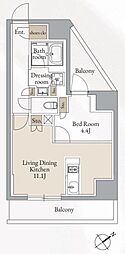 クロスレジデンス高田馬場 1LDKの間取図画像